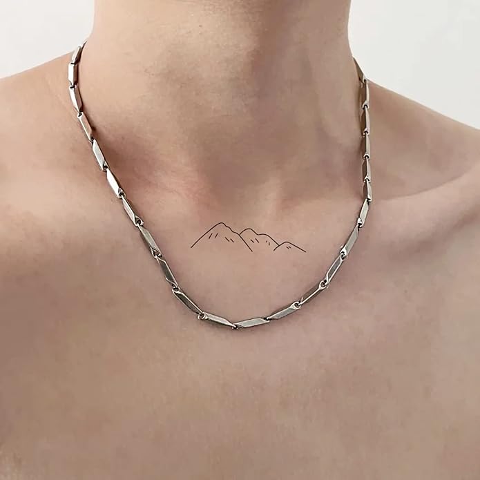 New Fashion Rhombus Necklace Men Simple Punk Stainless Steel