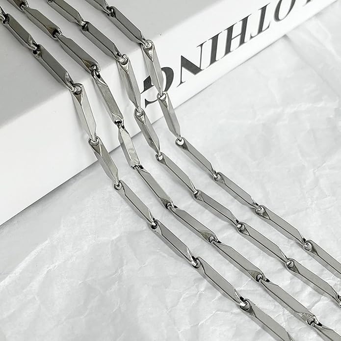 New Fashion Rhombus Necklace Men Simple Punk Stainless Steel