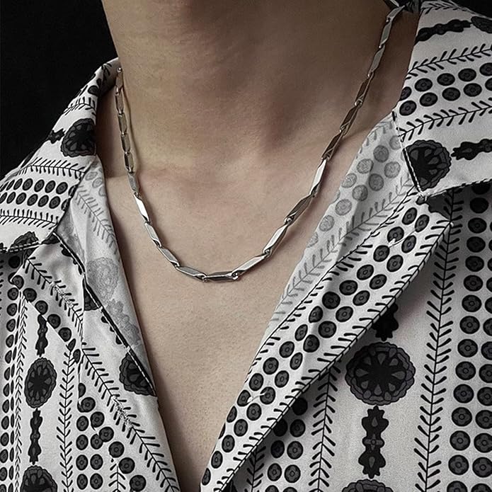New Fashion Rhombus Necklace Men Simple Punk Stainless Steel